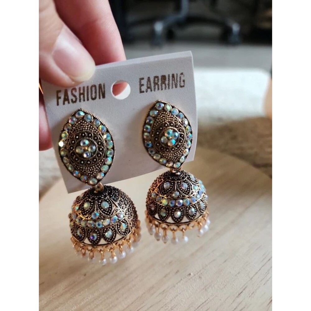 Chic rhinestone desi earrings golden new